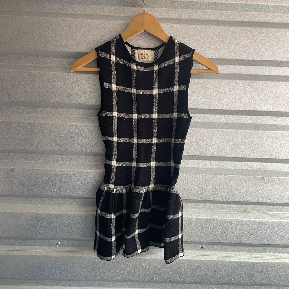 Torn by Ronny Kobo plaid peplum top